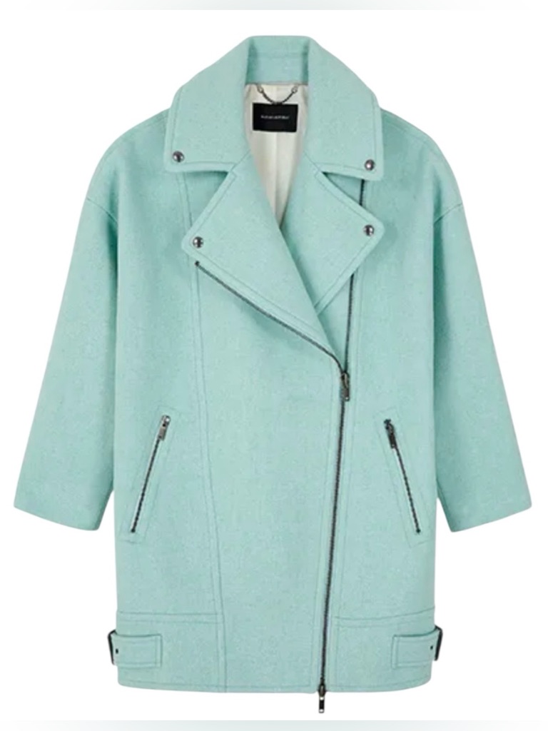 Banana Republic Cocoon Moto Mint Biker Peacoat Wool Blend Xs